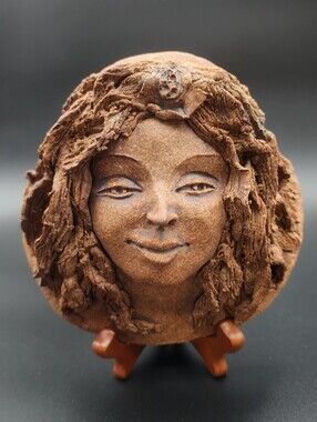 Handmade Studio Ceramics Terracotta Sculpture of a Woman Plant Pocket Wall Home